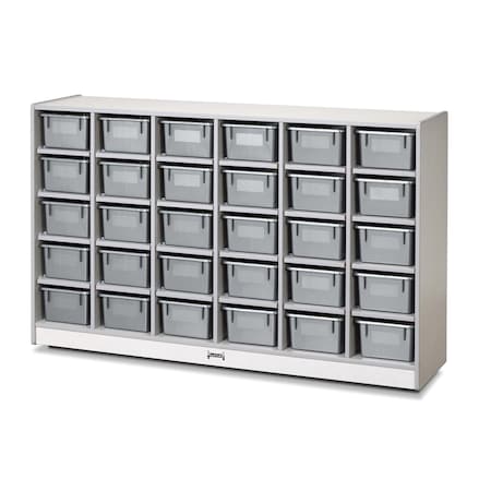 Jonti-Craft Rainbow Accents 30 Cubbie-Tray Mobile Storage, with Trays, Gray 0431JCWW000